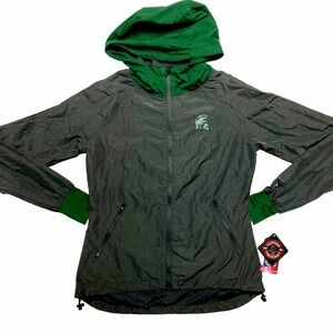 Michigan State Spartans Jacket Womens Small Black Green Windbreaker NWT